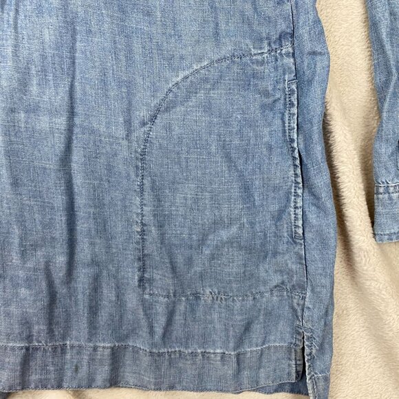 J. Jill Womens Blouse Medium Chambray Tunic Button Front Top Long Sleeve Casual - Picture 4 of 8